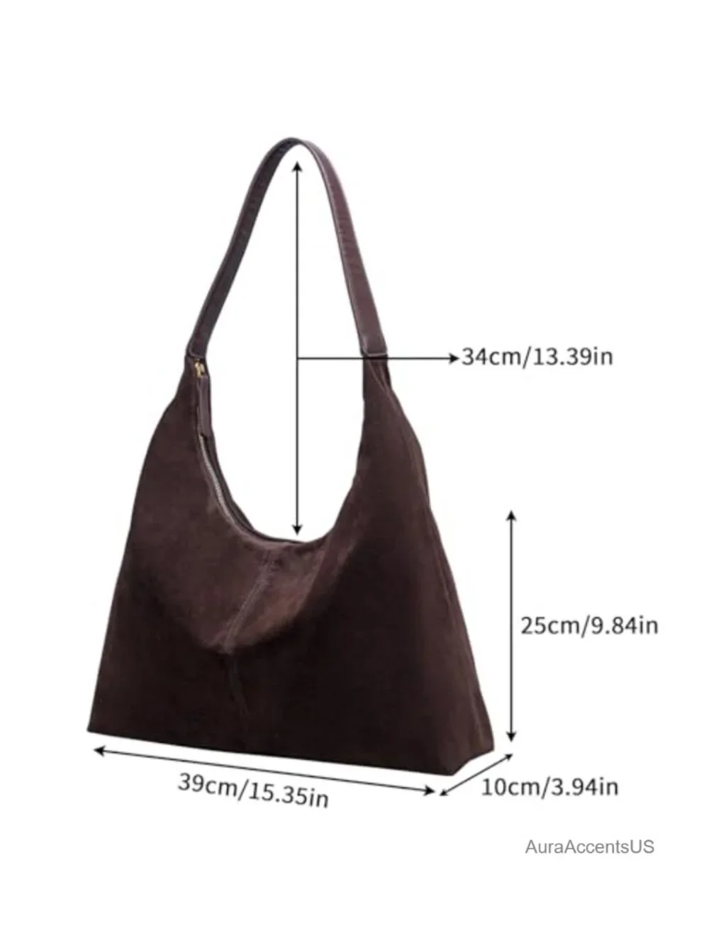 Suede Slouchy Hobo Shoulder Bag, Spacious Tote Handbag for Work Casual